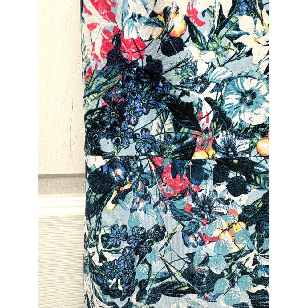Joseph Ribkoff Dress Floral Sheath Women’s Size 10 Blue Sleeveless Lined Stretch - Picture 4 of 6